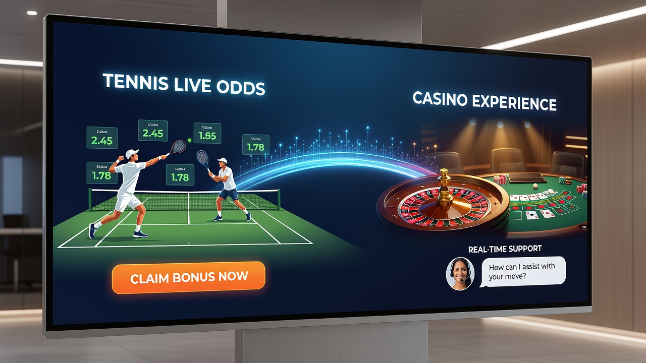 Echtzeit-Support-Chat auf Smartphone während Casino-Übergang von Tennis-Wetten