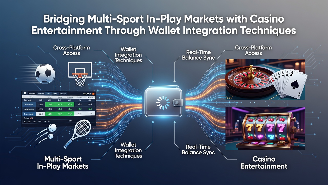 Darstellung nahtloser Übergänge von Live-Sportwetten zu Casino-Spielen über integrierte Wallets