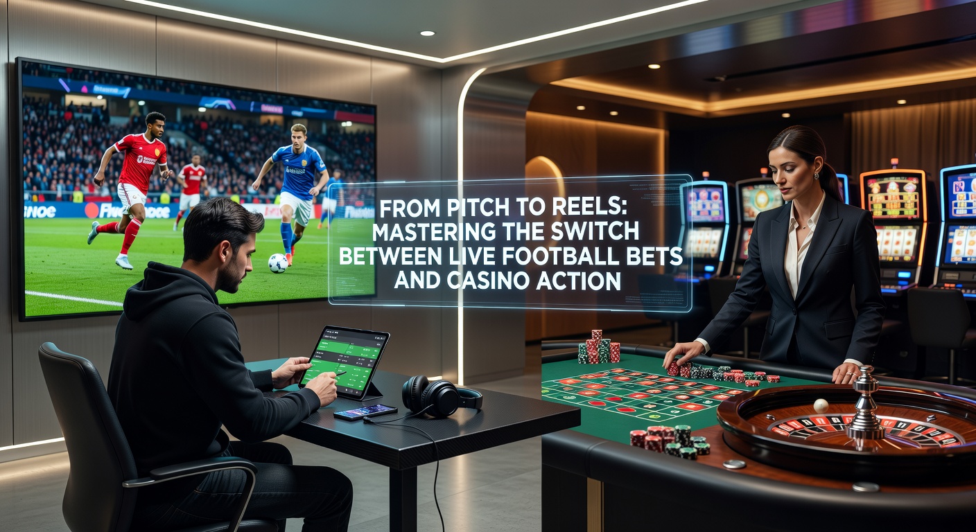 Smartphone mit Live-Fußballwette und Casino-Slot-App nebeneinander, illustriert den mobilen Wechsel zwischen Wetten