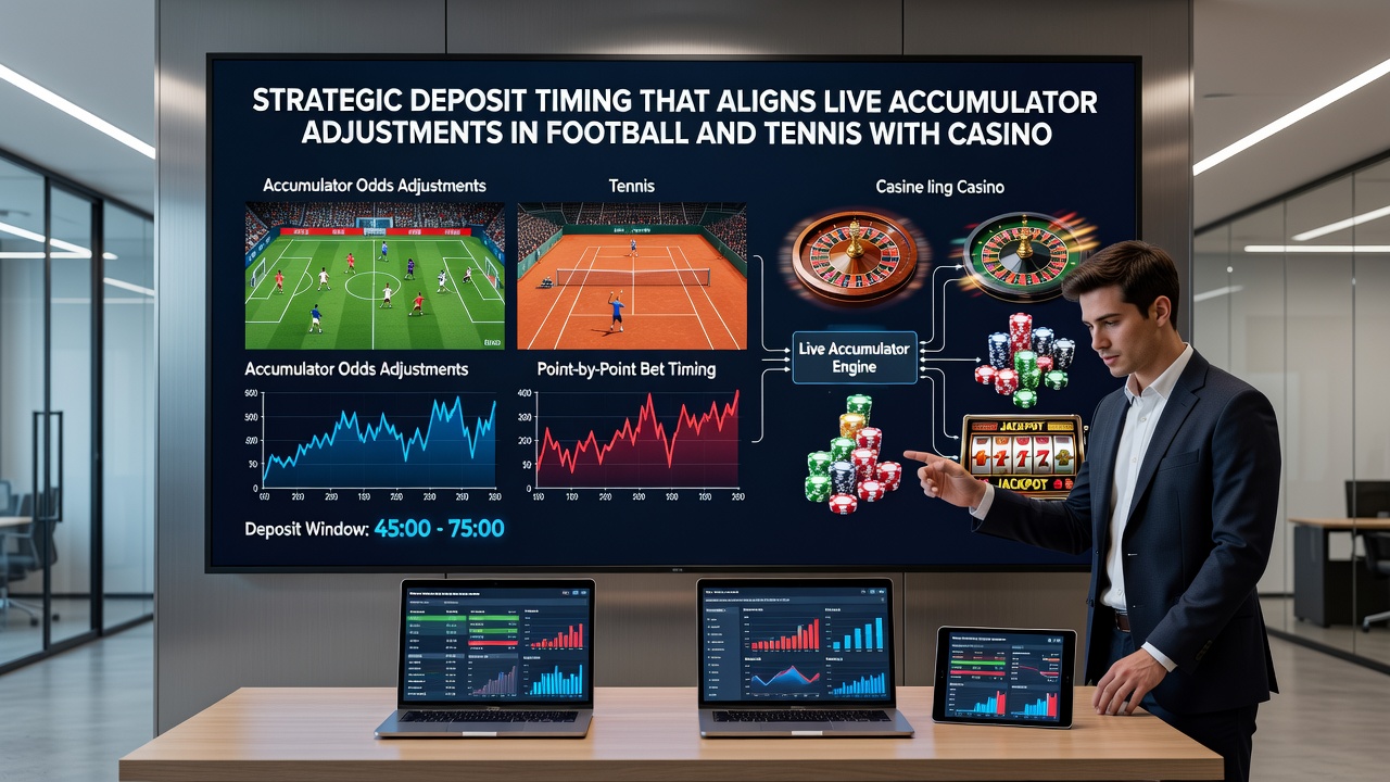 Tablet-Ansicht mit synchronisierten Live-Wetten für Fußball-Tennis-Akkumulatoren und aktivierten Casino-Boni